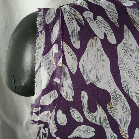 Blue Velvet Raw Edged - Sleeveless Tunic with Ruffles - Plum/Gray - Large - Picture 3 of 7